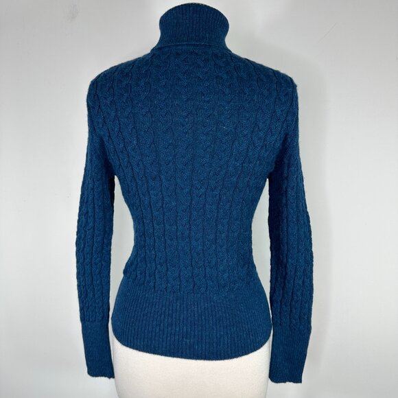 Scapa Of Scotland 100% Baby Alpaca Blue Sweater Women's Sz M Turtle Neck Peru - Picture 8 of 13